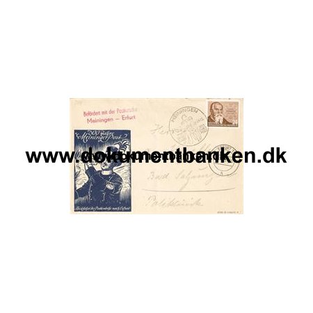 Brev sendt med Postkusk fra Meiningen til Erfurt 1953