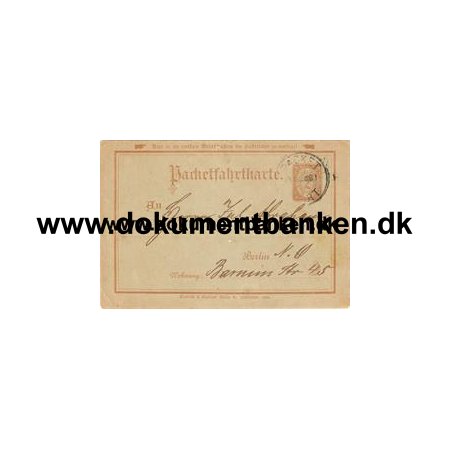 Neue Berlin Omnibus Packetfahrt Actien Ges. Packetfahrkarte 29 marts 1888