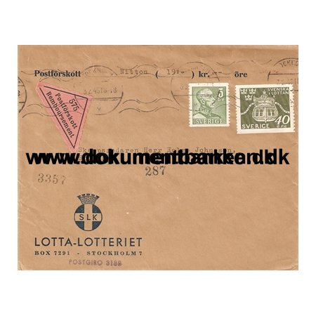 Lotta-Lotteriet. Remboursement. 5 re + 40 re Svenske Flottan. 3 februar 1945