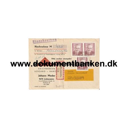 DDR. R-brev til Lichtenstein. 1,10 Mark. 1976