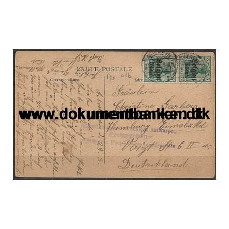 Tysk Post i Belgien, Postkort, Tyskland, 1917