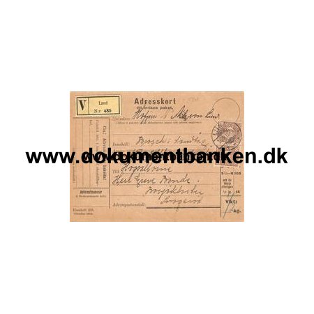 Vrdi. Adresskort. Lund. 1913