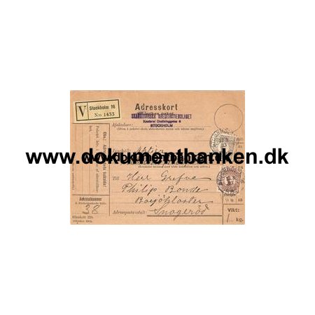 Vrdi. Adresskort. Stockholm 16. 1913