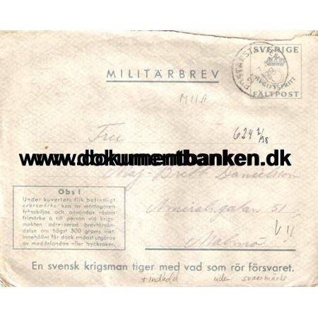 Sverige Fltpost Postanstalten. 1088. 1944