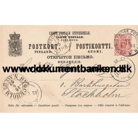 Finland Hang - Hyvinge Postkupen Nr. 2 - 1892