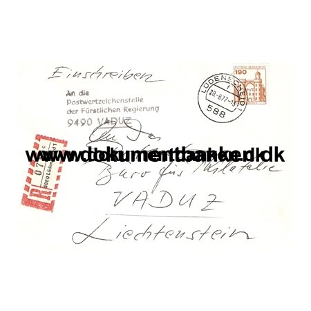 Tyskland. R-Kuvert. Ldenscheid. 190 PF. 1977