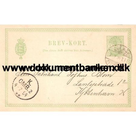 Bureaustempel Odense - Svendborg. Tog 11. 1894