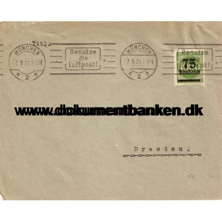 Inflationsbrev 75.000 p 1000 Mark 1923