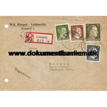 R- Brev. Leitmeritz i Tjekkiet. Tysk post 1944