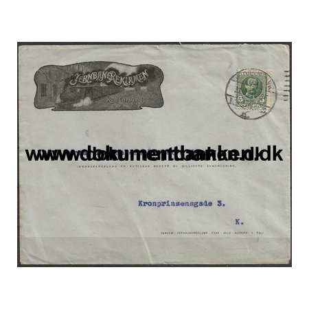 JERNBANEREKLAMEN Reklamekuvert Kbenhavn 1909