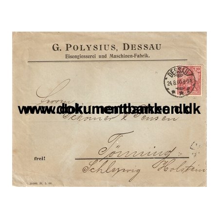 Tyskland Reklamekuvert 10 Pf. REICHPOST. 1900