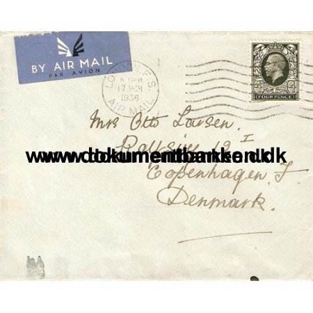 England, Luftpost, kuvert, 1936
