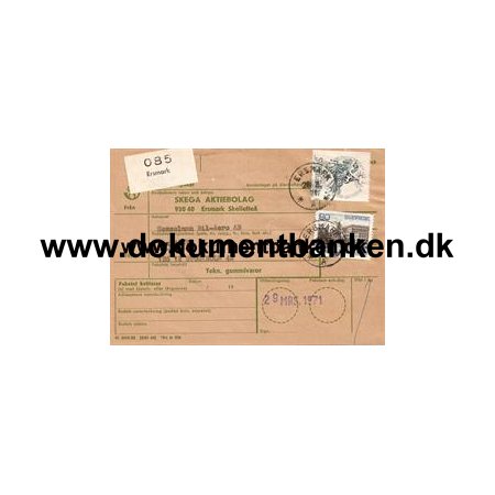 Adresskort for inrikes postpaket 1971