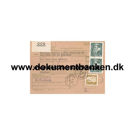 Adresskort for inrikes postpaket 1977