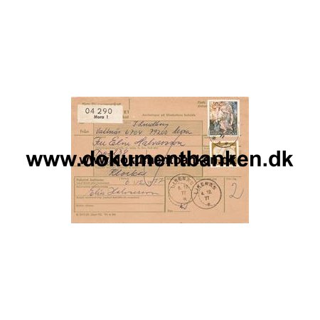 Adresskort for inrikes postpaket 1977