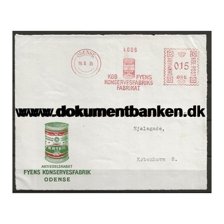 Fyens Konservesfabrik Odense Reklamekuvert 1935 og 1937