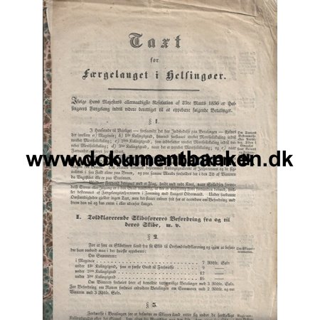 Takster for Helsingrfrgerne 1836 Dokument Arkiv Danmark