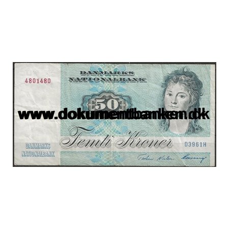 50 Kr. 4801480 D3961H Serie 1972-1996 Pengeseddel Danmark