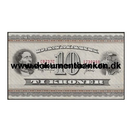 10 Kr. Portrt og Landskab Serien 1957 - 1975 Pengeseddel