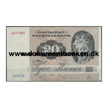 20 Kr. 3877804 - C8882M Serie 1972-1979 Pengeseddel Danmark