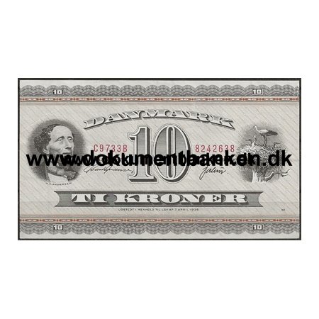 10 Kr. Portrt og Landskab Serien 1957 - 1975 Pengeseddel