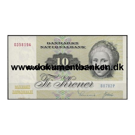 10 Kr. 0358194 B8782P Serie 1972-1979 Pengeseddel Danmark