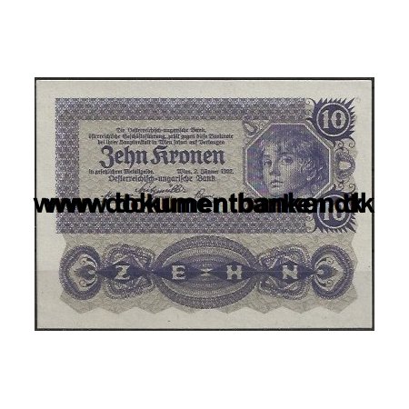 strig 10 Kronen Nr. 1011 049905 Pengeseddel 1922