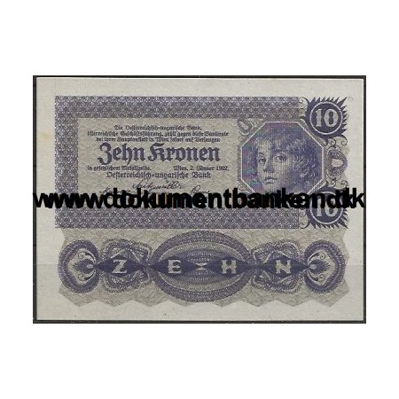 strig 10 Kronen Nr. 1011 049907 Pengeseddel 1922