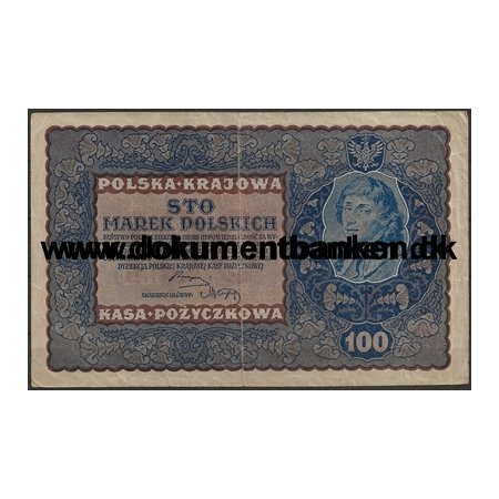 100 Marek Polen I Serja B 528189 Pengeseddel 1919