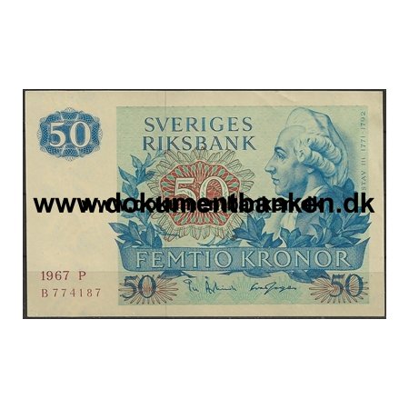 Sverige 50 kr. B 774187 Pengeseddel 1967