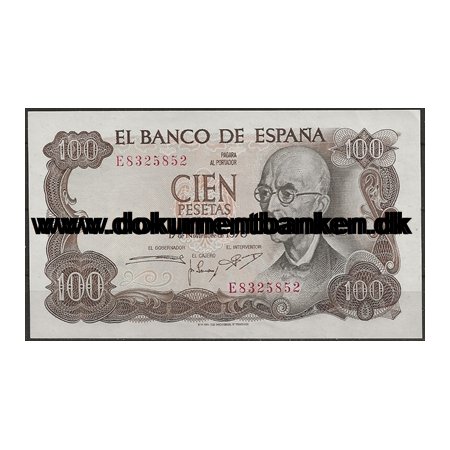 100 Pesetas E 8325852 Pengeseddel Spanien 1970