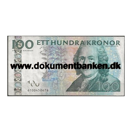 Sverige 100 Kr. 6100450676 Carl Von Linne Pengeseddel