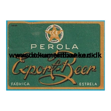 Perola, Export Beer, Fabrica Estrela, letiket, Portugal, 5 april 1949