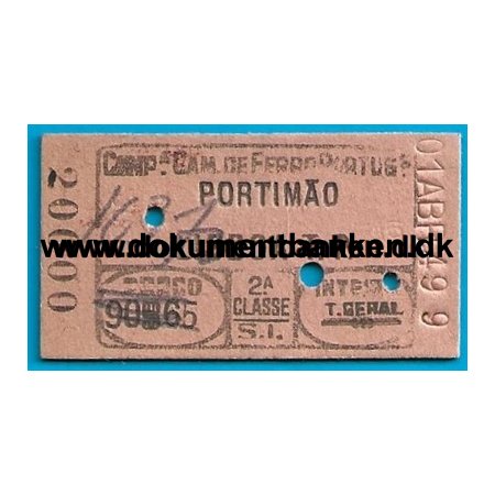 Togbillet, Portimao-Lisboa, Portugal, 1 april 1949