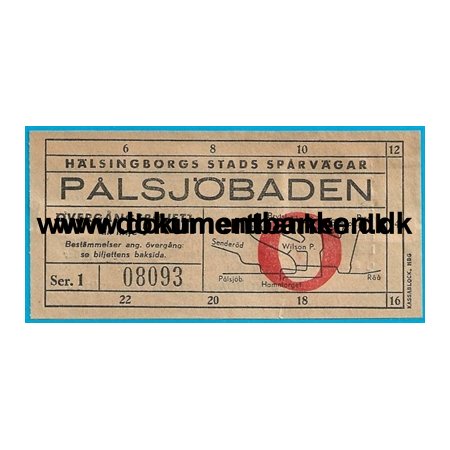 Helsingborgs Stads Sprvgar, vergngsbiljett, 25 januar 1947
