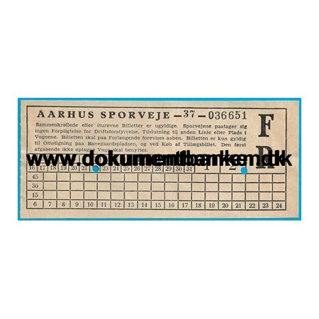 Aarhus Sporveje Billet, Linie 2, 22 april 1947