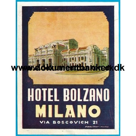 Hotel Bolzano, Milano, Kuffertmrke, 3 juli 1963