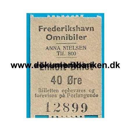 Frederikshavn Omnibiler Billet 40 re 1952