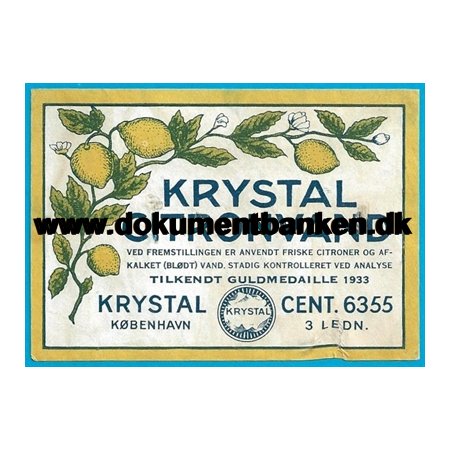 Krystal Citronvand Etiket 1952