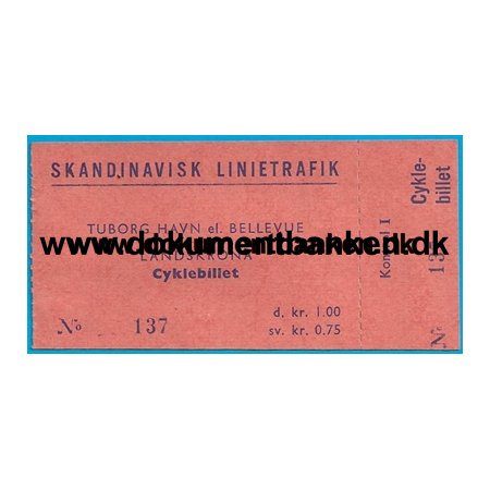 Skibsbillet for Cykel Skandinavisk Linietrafik Tuborg Havn - Landskrona