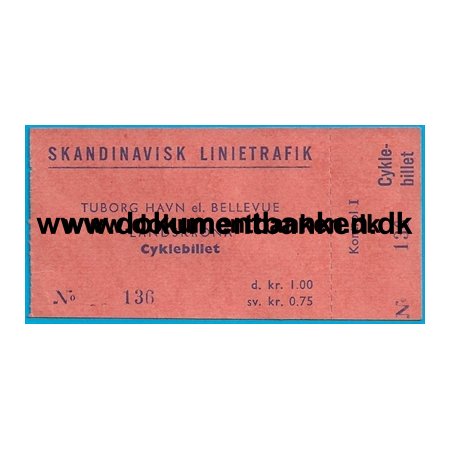 Skibsbillet for Cykel Skandinavisk Linietrafik Tuborg Havn - Landskrona