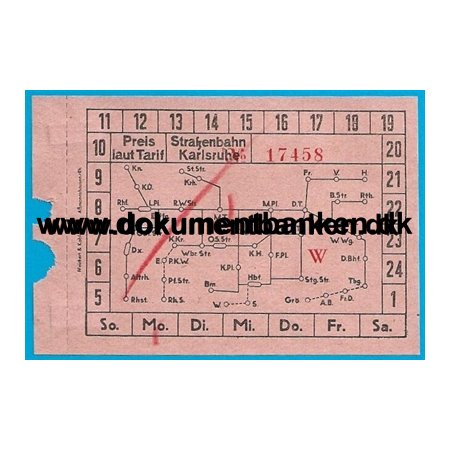Sporvejbillet Karlsruhe 1952