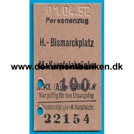 Sporvejbillet Heidelberg 1952