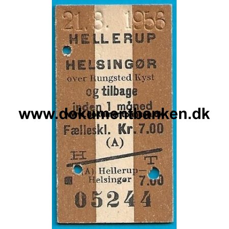 Togbillet Hellerup - Helsingr 1956