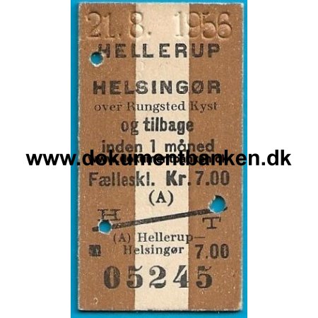 Togbillet Hellerup - Helsingr 1956