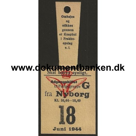 Adgangsbillet Frgelejet Nyborg 1944