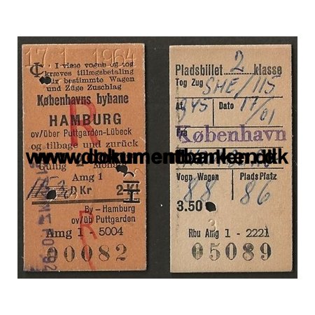 Togbillet Kbenhavns Bybane - Hamburg 1964