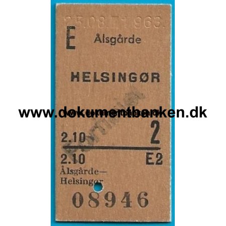 Togbillet Aalsgaarde - Helsingr 1963