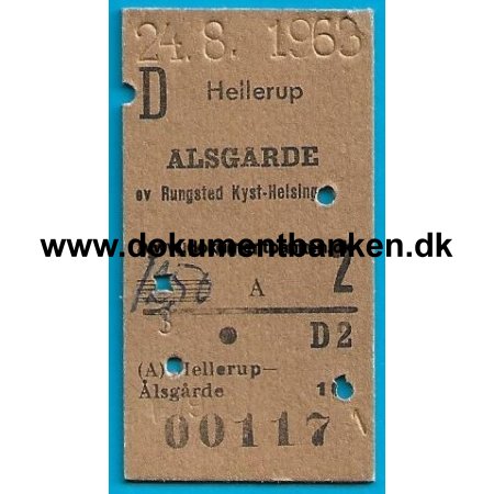 Togbillet Hellerup - Aalsgaarde 1963