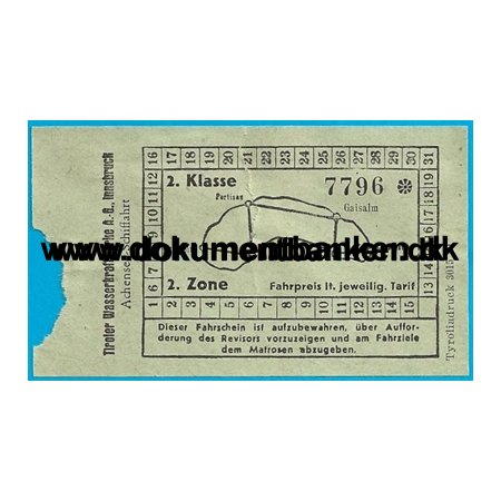 Damperen Stadt Innsbruck strig Skibsbillet 1950